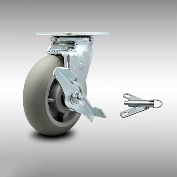 6 Inch SS Thermoplastic Rubber Caster with Ball Bearing and Brake/Swivel Lock